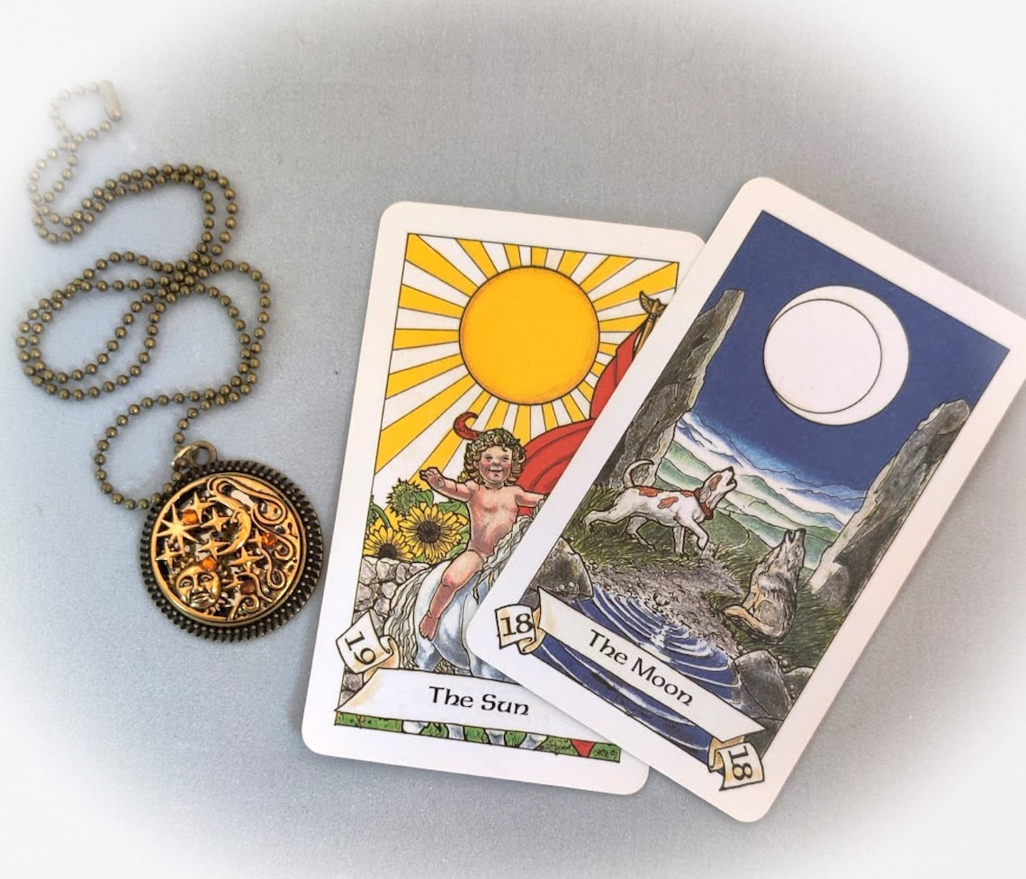 Mirrored Sun, Moon, Stars Empath, Energy Protection Necklace - Image 2