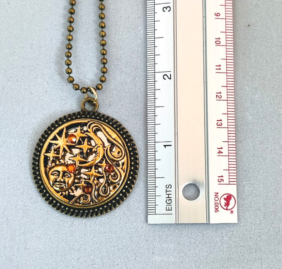 Mirrored Sun, Moon, Stars Empath, Energy Protection Necklace - Image 3