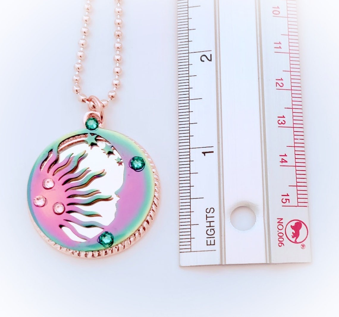 Rainbow Sun and Moon Empath, Energy Protection Necklace - Image 3